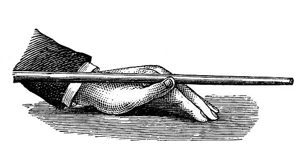 Antique illustration of sports and leisure games: pool Antique illustration of sports and leisure games: pool pool cue stock illustrations