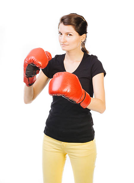 istock Motivated female boxer 578107598
