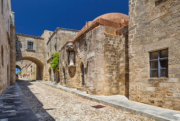 Street of the Knights, Medieval Town of Rhodes, Greece stock photo