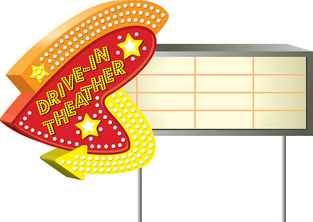 Retro Style Sign Drive in Theather Vector Illustration of a Retro Style Sign Drive in Movie theather stock illustrations