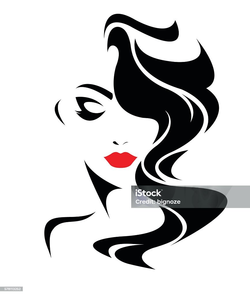 Women Long Hair Style Icon Logo Women Face Stock Illustration - Download  Image Now - Long Hair, Women, Black Hair - iStock