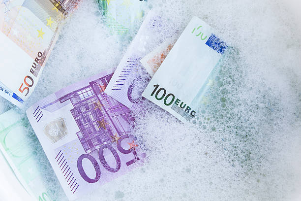 money laundering, concept - five hundred euro banknote imagens e fotografias de stock