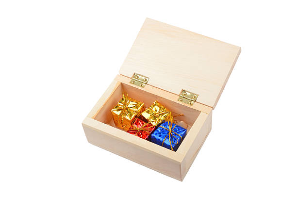 istock Wooden box with christmas gift 578115988