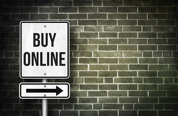istock Buy online road sign concept 578117808