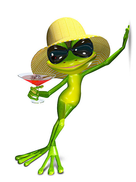 istock 3d illustration of a frog hat and cocktail with ice 578118242