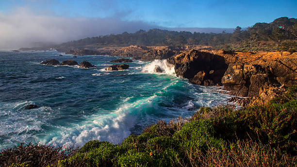 Point Lobos Surf The rocky coastline at Point Lobos State Natural Reserve in Carmel, California point lobos state reserve stock pictures, royalty-free photos & images