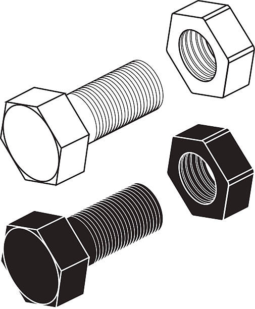 illustrations, cliparts, dessins animés et icônes de vis et boulon noix - work tool bolt nut symbol