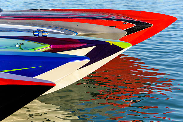 Cigarette Boats Cigarette Boats in the Florida Keys at Islamorada racing boat photos stock pictures, royalty-free photos & images