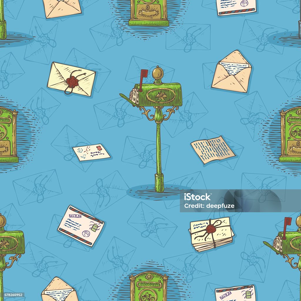 Inboxing Pattern Seamless Vector Pattern With Envelopes Letters And Mailboxes Stock ...
