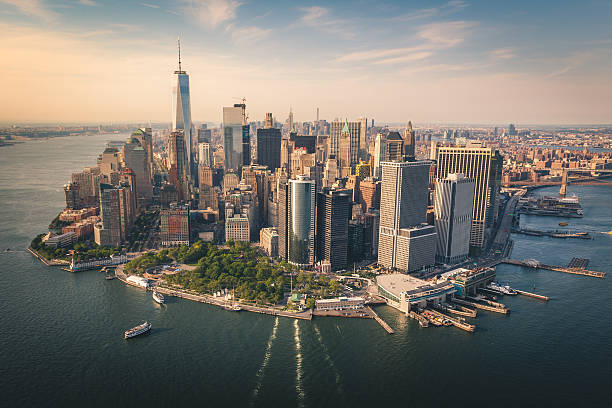 istock Aerial View of Lower Manhattan from a Helicopter 578266434