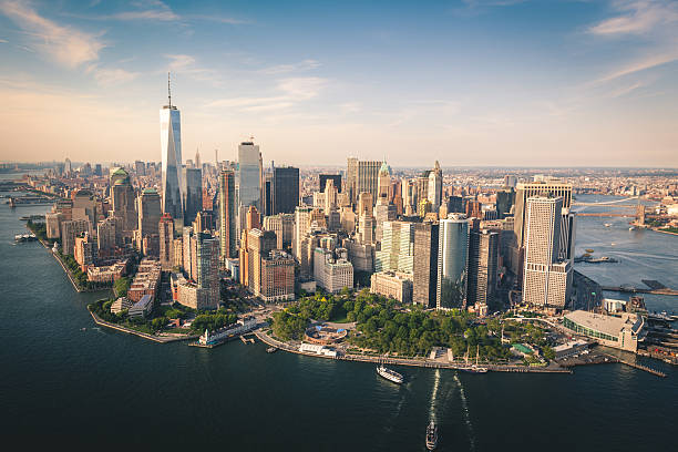 istock Aerial View of Lower Manhattan from a Helicopter 578266452
