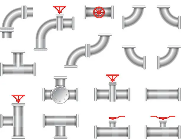 Vector illustration of Metal Pipe Segments