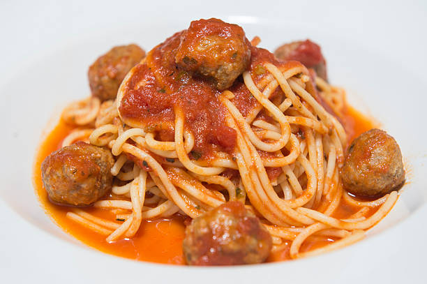 istock Metball spaghetti with tomato sauce 578269184