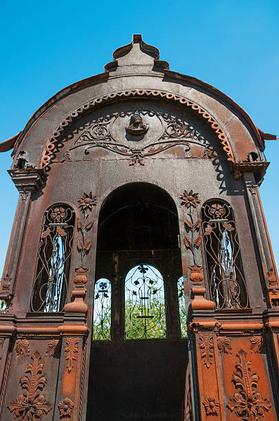 istock Old dilapidated ramshackle family crypt. 578271684