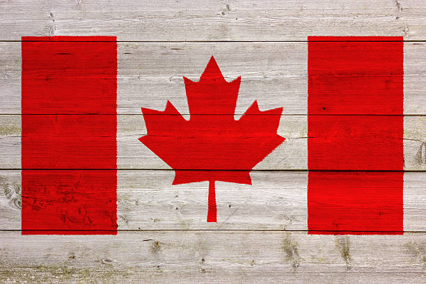 istock Canadian Flag Painted On Wooden Wall 578272754