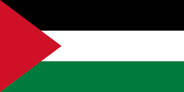 State flag of Palestine with Authentic colors and 1