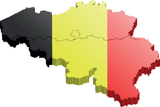 벨기에 지도 3d - belgium map flag three dimensional shape stock illustrations