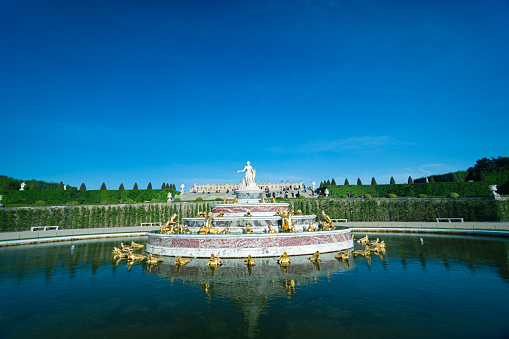 Versailles, France - May 7, 2016: Beautiful Versailles chateau garden. France