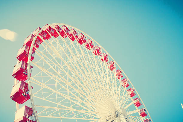 istock Vintage ferris wheel on blue sky 578276182