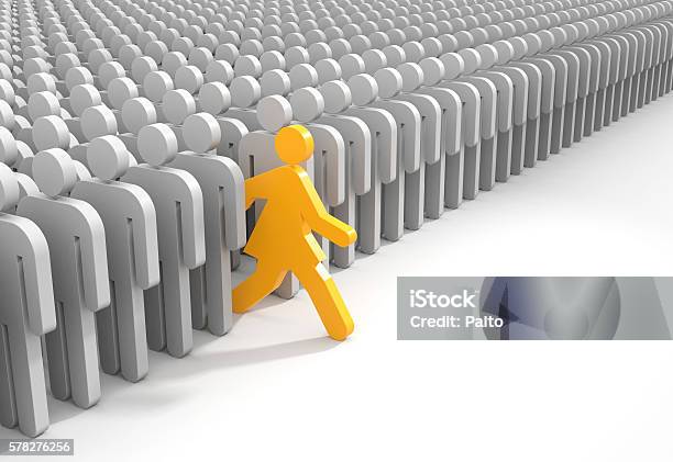 Woman Run To New Opportunities Stock Photo - Download Image Now - Standing Out From The Crowd, Leadership, Individuality
