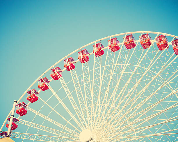 istock Vintage ferris wheel on blue sky 578276550