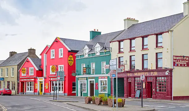 Row of colorful buildings in Dingle, Ireland