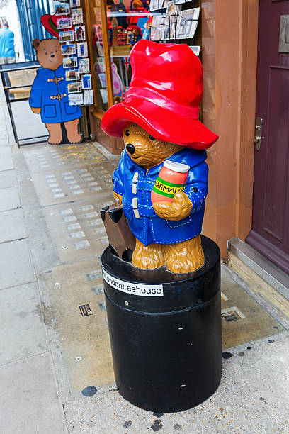 vintage tone, teddy bear sitting alone at Railway Platform