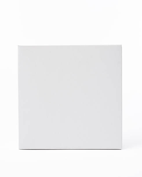 Isolated shot of white blank square box on white background stock photo