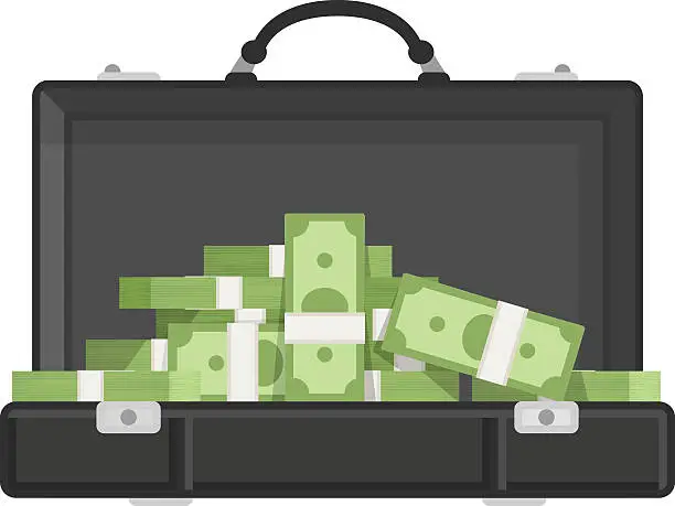 Vector illustration of Suitcase with money