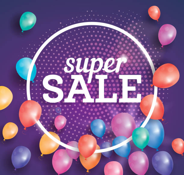 istock Super Sale poster on pink background with flying balloons. 578283874