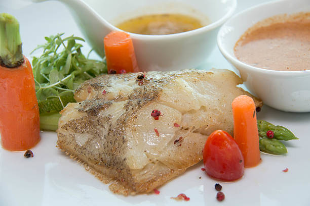 istock Grill a fish with vegetable and sauce 578286202