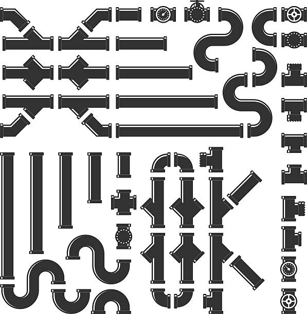 파이프 피팅 벡터 아이콘 - pipe water pipe pipeline steel stock illustrations