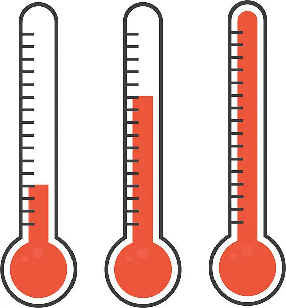 Vector illustration of Isolated thermometers