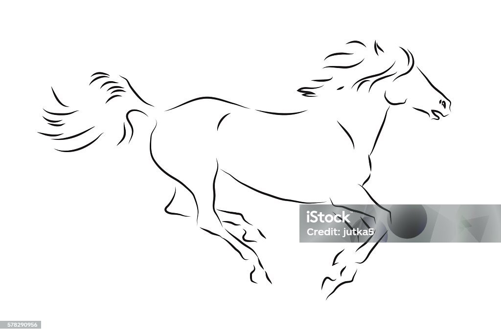 Sketch of silhouette of galloping horse Horse stock vector