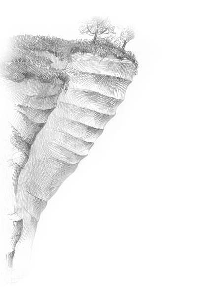 istock Sketch of rock, mountain drawn by pen. Old style. Background 578295134