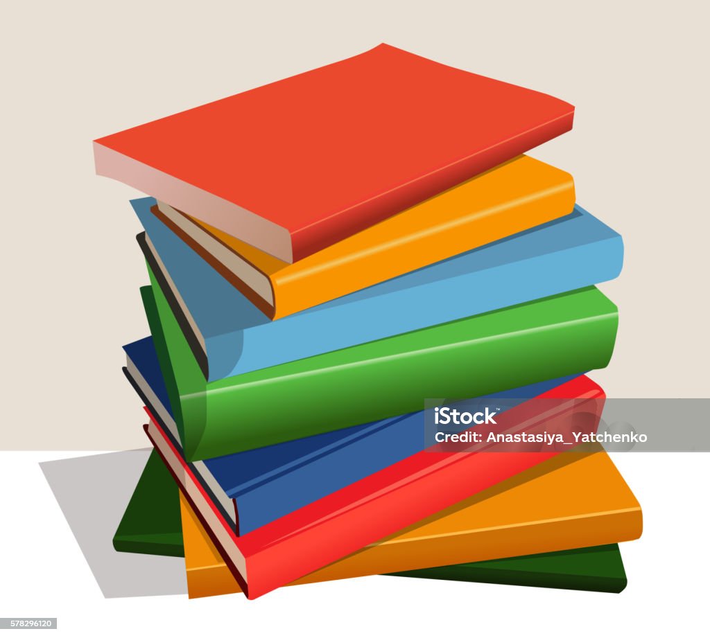 Stack Of Color Books Stock Illustration - Download Image Now