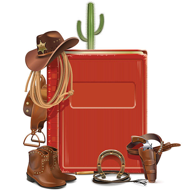 vektor cowboy buch - picture book book old leather stock-grafiken, -clipart, -cartoons und -symbole