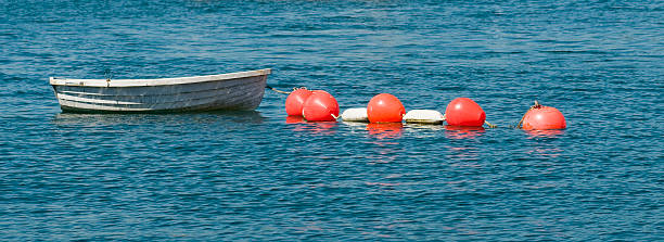 istock Rowing boat with buoys 578296884