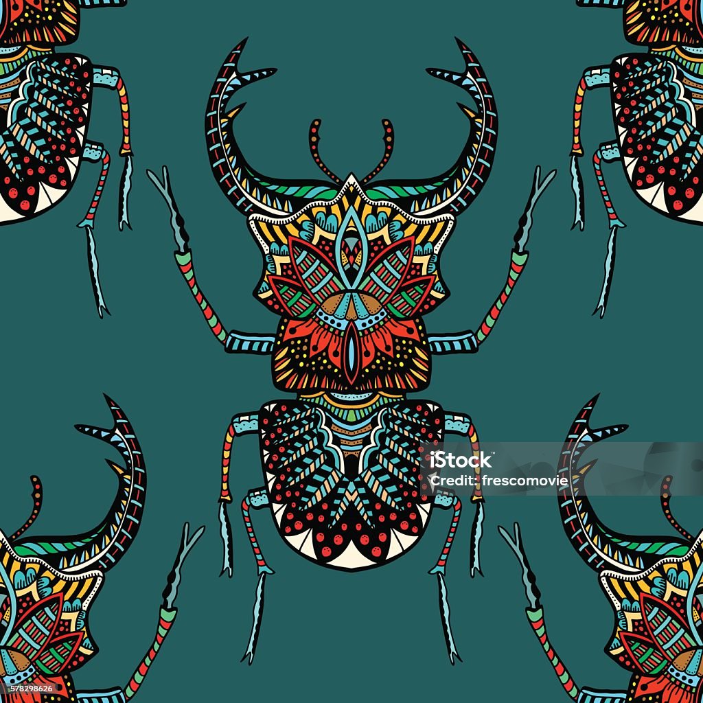 Beetle Graph Pattern Seamless Pattern With Beetle Stock Illustration - Download Image Now ...