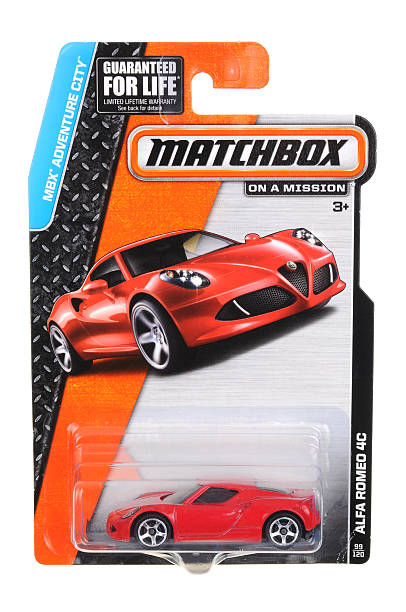 alfa romeo 4c matchbox diecast toy car - mint condition imagens e fotografias de stock