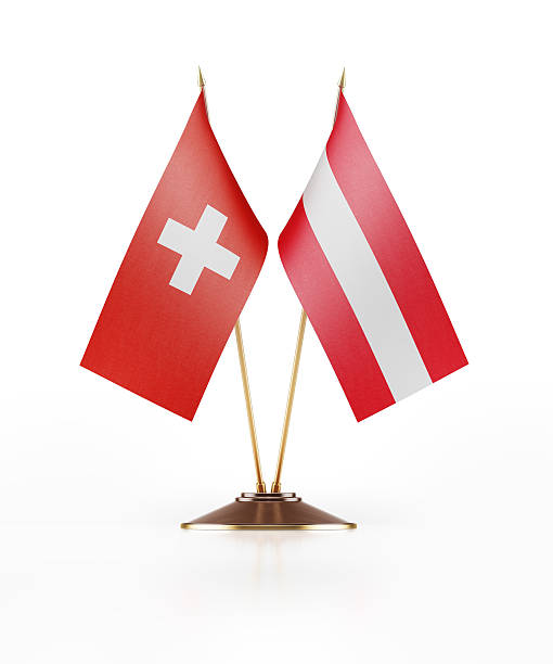istock Miniature Flag of Switzerland and Austria 578299640