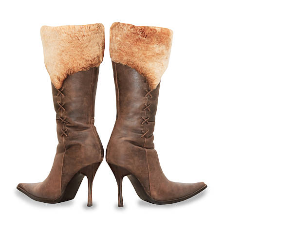 istock Brown high heels suede woman boots isolated over white 578303140