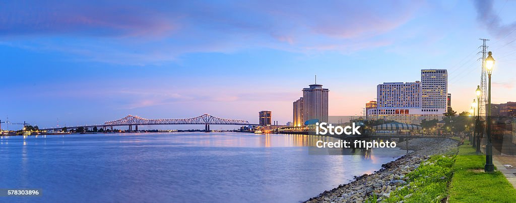 Downtown New Orleans, Louisiana and the Missisippi River Downtown New Orleans, Louisiana and the Missisippi River at twilight New Orleans Stock Photo