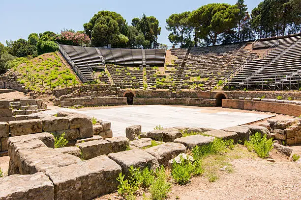 view ancient  roman city of Tindarys, Sicily