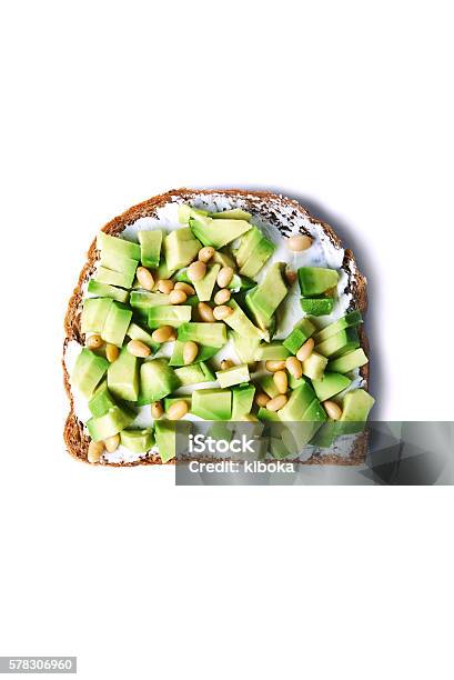 Avocado With Ray Bread Stock Photo - Download Image Now - Avocado, Toasted Bread, White Background