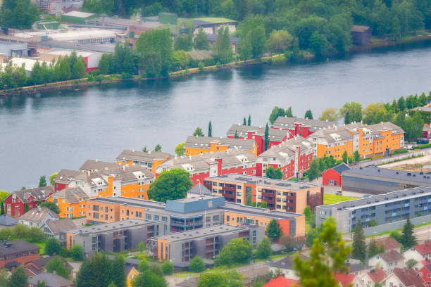 Drammen river apartments Apartment area next to the river of Drammen, Norway østfold stock pictures, royalty-free photos & images