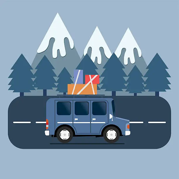 Vector illustration of Travel car campsite place landscape