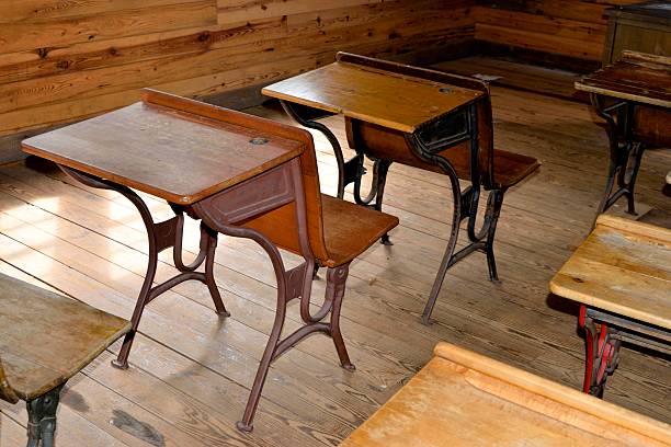 istock Old Wooden Student Desk 578312210
