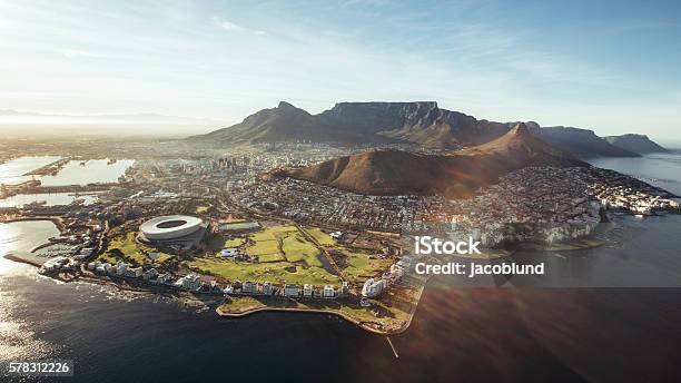 Aerial View Of Cape Town South Africa Stock Photo - Download Image Now - Cape Town, Table Mountain South Africa, South Africa