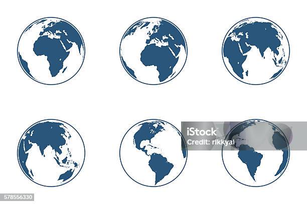 Set Di Globi Vettoriali Dettagliati Illustrazione Vettoriale - Immagini vettoriali stock e altre immagini di Globo terrestre